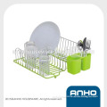 Chrome plated iron wire dish rack with rubber cuo and water plate